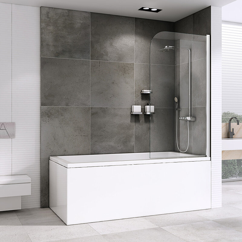 Изображение товара Шторка Abber Ewiges Wasser AG52080 80x140 см, прозрачное стекло, хром профиль Изображение товара Шторка Abber Ewiges Wasser AG52080 80x140 см, прозрачное стекло, хром профиль
