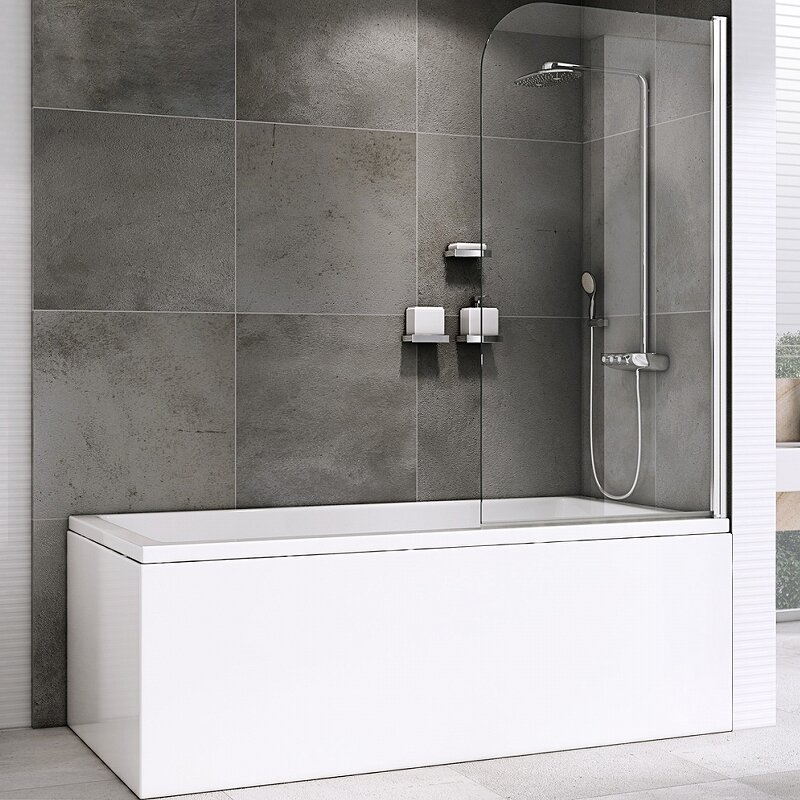 Изображение товара Шторка на ванну Abber Ewiges Wasser 100х140 см распашная стекло прозрачное хром