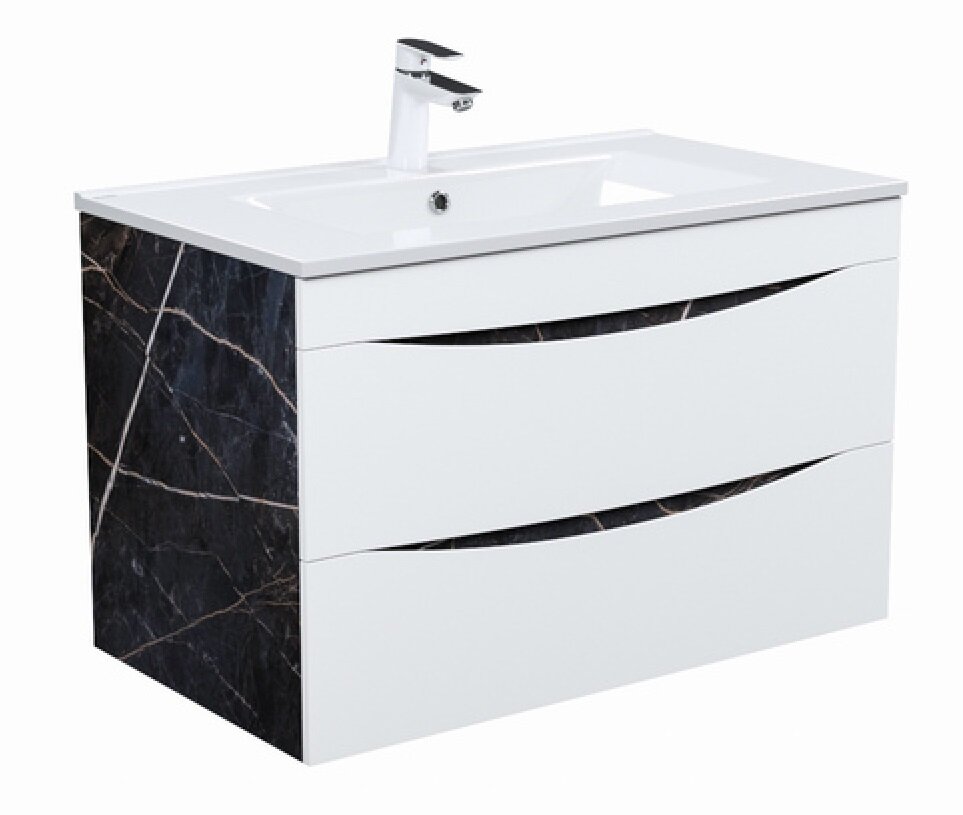 Изображение товара Тумба с раковиной Iddis Cloud 80 см подвесная белый черный мрамор CLO80B0i95K