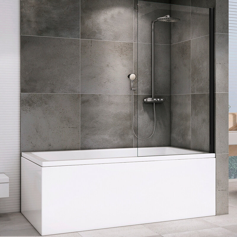 Изображение товара Шторка для ванны Abber Immer Offen 80x140 см стекло черный профиль Германия