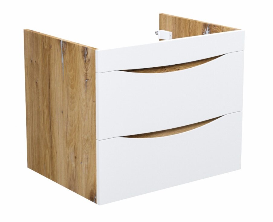 Изображение товара Тумба под раковину Iddis Cloud 60 см подвесная белая с золотистым дубом