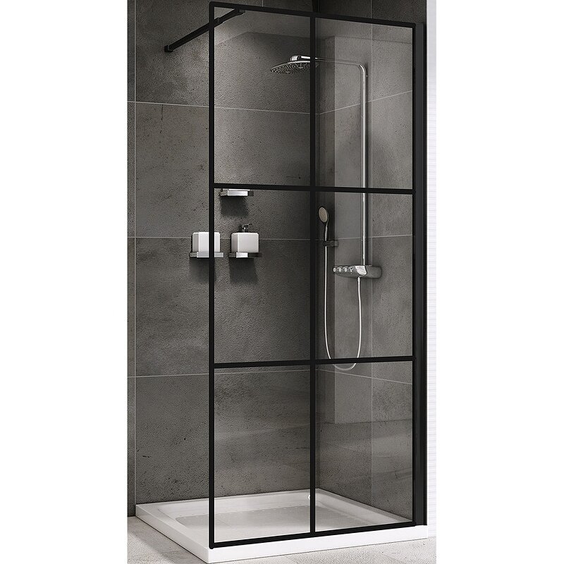 Изображение товара Душевая стенка Abber Immer Offen 100 см без дверей стекло черный профиль Германия