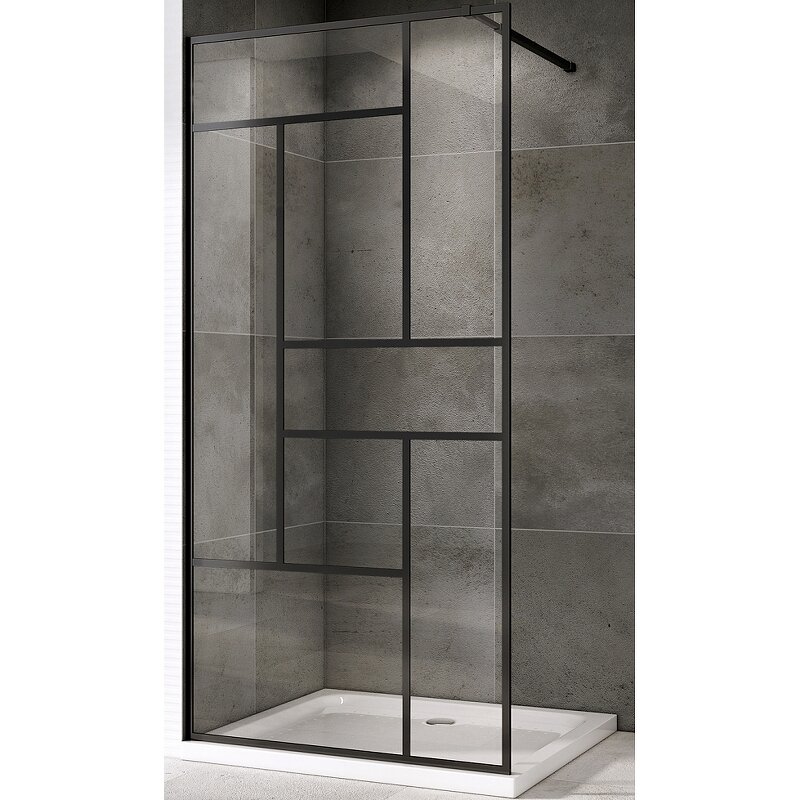 Изображение товара Душевая стенка Abber Immer Offen 120x200 см прозрачное стекло, черный профиль