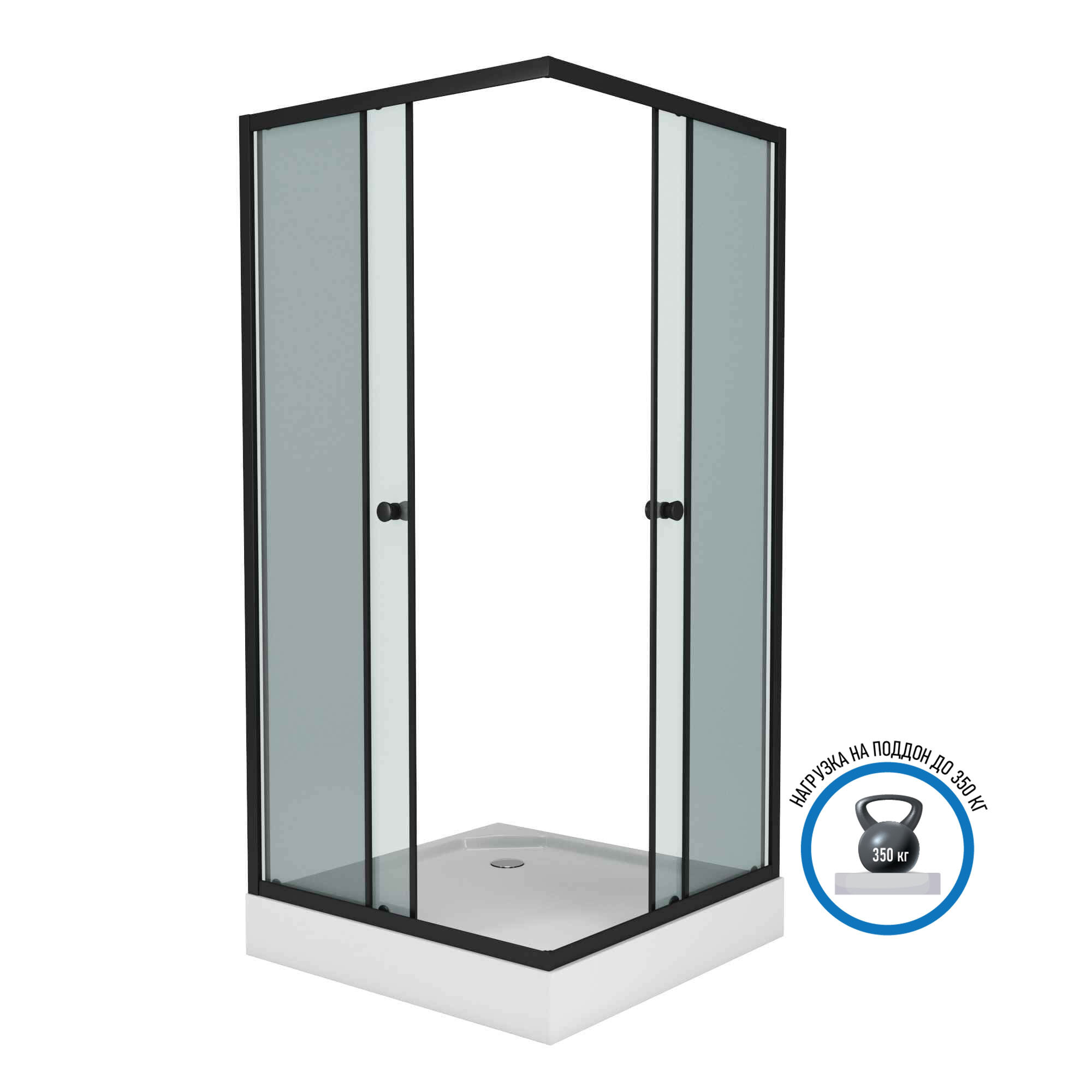 Изображение товара Душевой уголок Niagara Eco 80 х 80 х 195 см, низкий поддон, профиль черный, стекло тонированное, NG-008-14QT