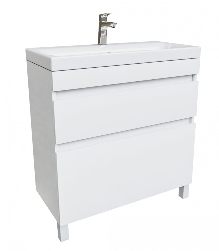 Изображение товара Тумба с раковиной Iddis Zodiac 80 см напольная белый матовый с ящиками