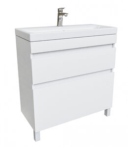 Изображение товара Тумба с раковиной Iddis Zodiac 80 см напольная, 2 ящика, белый матовый, ZOD8CBFi95K