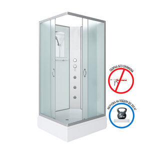 Изображение товара Душевая кабина Niagara Classic 90 x 80 см, средний поддон, профиль серебро, стекло матовое, NG-33984-14QBKG
