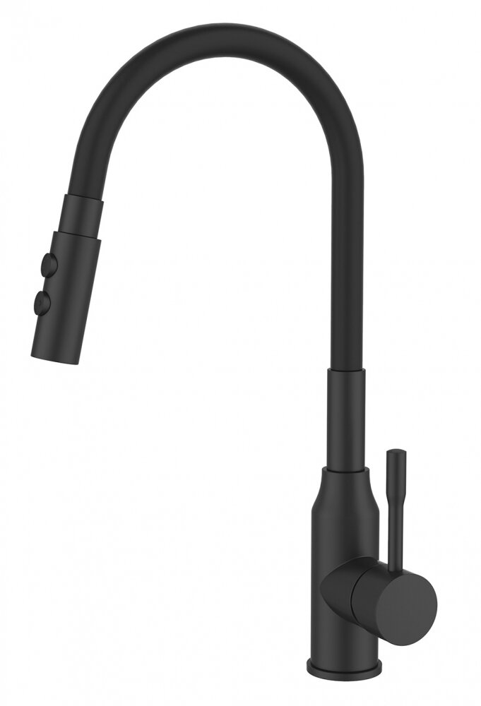 Изображение товара Смеситель Milardo Meal M01BL2FM05 для кухонной мойки, гибкий излив, черный матовый