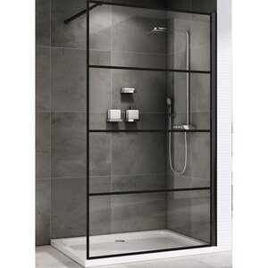 Изображение товара Душевая стенка Abber Immer Offen со свободным входом, 120 см, стекло прозрачное, профиль черный, AG65120B