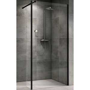 Изображение товара Душевая стенка Abber Immer Offen со свободным входом, 120 см, стекло прозрачное, профиль черный, AG66120B