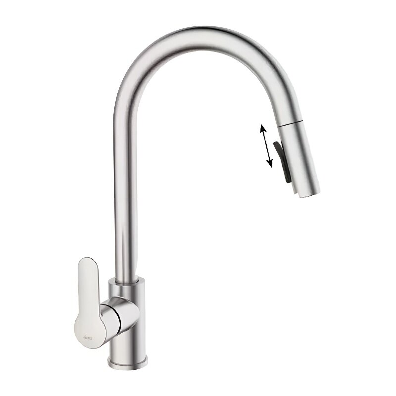 Изображение товара Iddis Cuba CUBSTP0i05 смеситель для кухни с выдвижным и поворотным изливом нержавеющая сталь