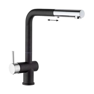 Изображение товара Смеситель для кухонной мойки Paini Cox с выдвижной лейкой, Metallic blak, черный матовый, HD44566CR1KM