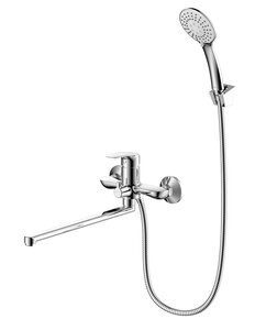 Изображение товара Смеситель Milardo Rora RORSB00M10 для ванны, излив длинный, душевой гарнитур, хром