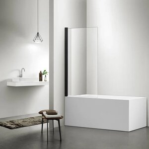 Изображение товара Шторка на ванну Aquatek, 80 х 150 см, стекло прозрачное, профиль черный, AQ DEL SBA 08015BL