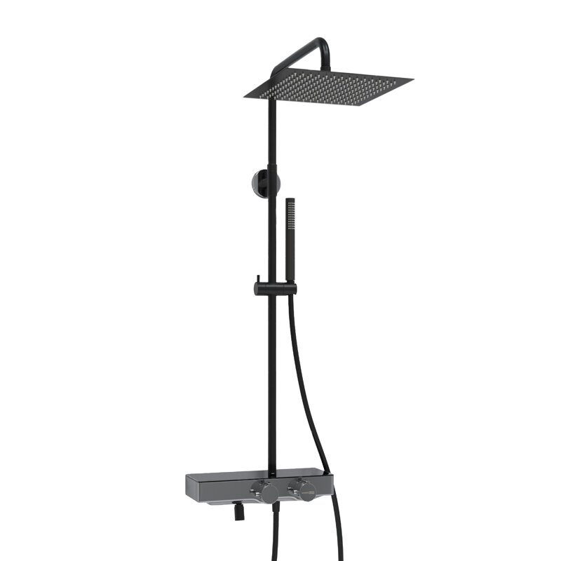 Изображение товара Душевая система WasserKRAFT Thermo с изливом черный матовый хром 125 см