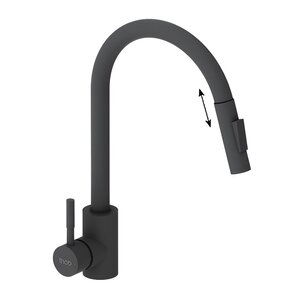 Изображение товара Смеситель для кухни Dorff Logic D3007522, с выдвижным изливом, черный матовый