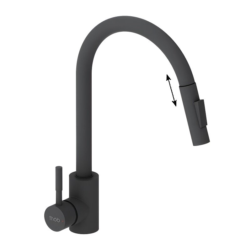 Изображение товара Смеситель для кухни Dorff Logic D3007522, с выдвижным изливом, черный матовый Изображение товара Смеситель для кухни Dorff Logic D3007522, с выдвижным изливом, черный матовый