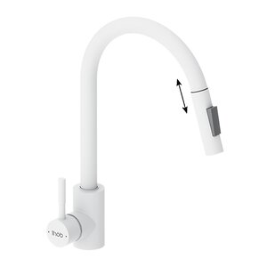 Изображение товара Смеситель для кухни Dorff Logic D3007533 с выдвижным изливом белый матовый