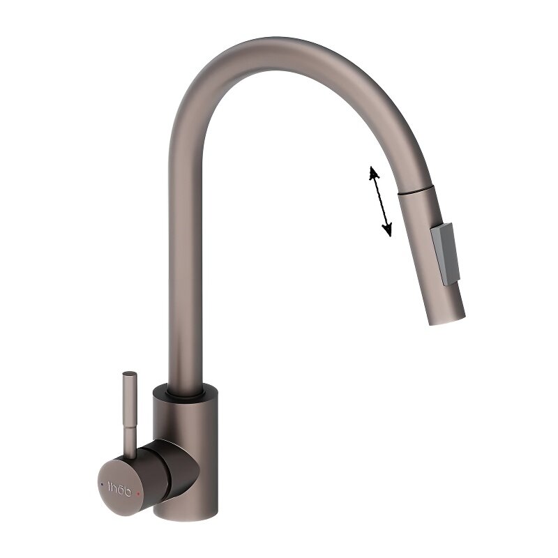 Изображение товара Смеситель для кухни Dorff Logic D3007511 с выдвижным изливом и сатин-матовым покрытием