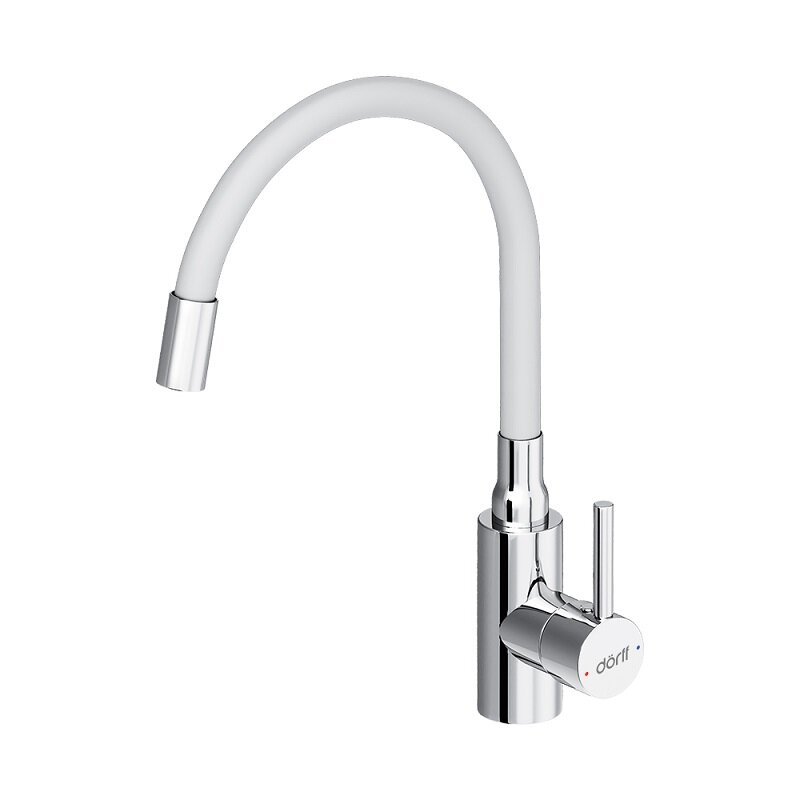 Изображение товара Смеситель для кухни Dorff Logic D3007633 с гибким изливом белый матовый