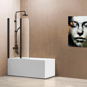 Изображение товара Душевая шторка на ванну Vincea 114 x 140 см, стекло прозрачное, профиль черный, VSB-12114CLB