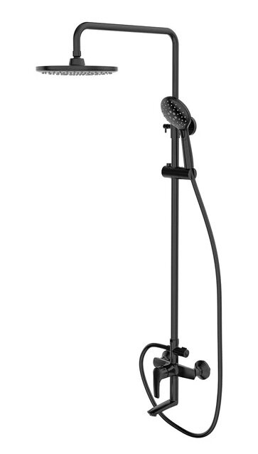 Изображение товара Душевая система Iddis Ray, верхний душ, с изливом, черный матовый, RAYBL3Fi06