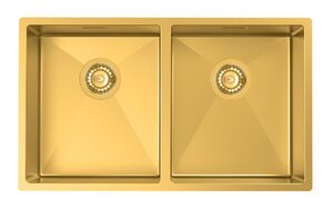 Изображение товара Мойка кухонная Iddis Edifice EDI75B2i77 74.5 см, 2 чаши, золото матовое