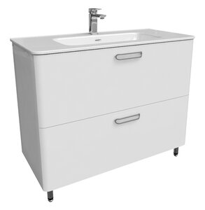 Изображение товара Тумба под раковину Iddis Brick 100 см подвесная, 2 ящика, белый, BRI10WFi95