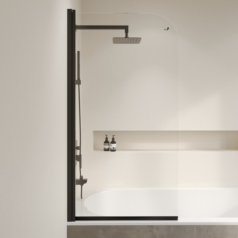 Изображение товара Шторка на ванну RGW SC-009B, 60 x 150 см, стекло прозрачное, профиль черный, 351100906-14