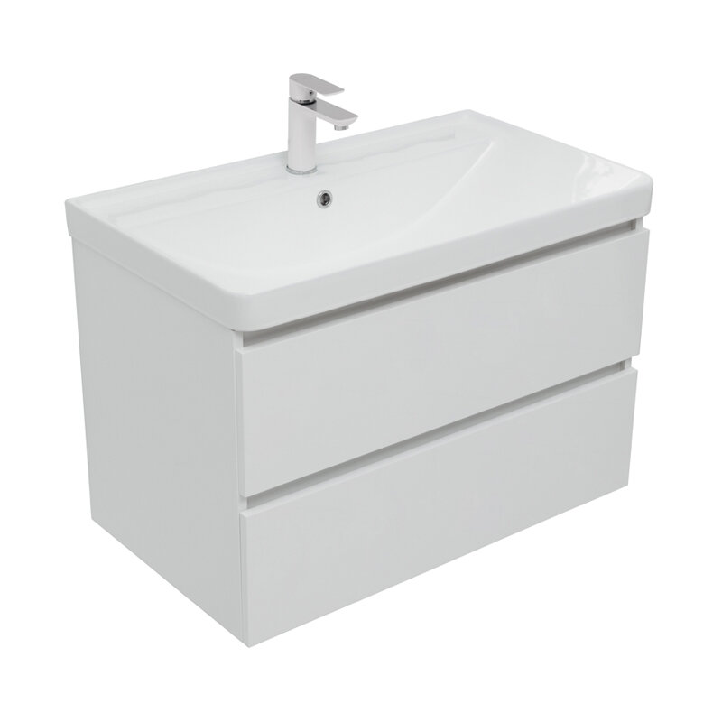 Изображение товара Подвесная тумба под раковину Aquanet Вега 80, белый глянец, 2 ящика