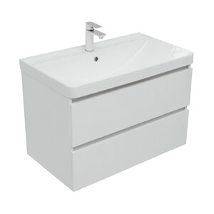 Изображение товара Тумба под раковину Aquanet Вега 80, подвесная, 2 ящика, белый глянец, 00308334