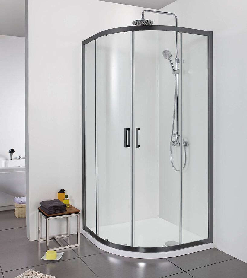 Изображение товара Душевой уголок Aquatek 100x100 см четверть круга стекло черный профиль