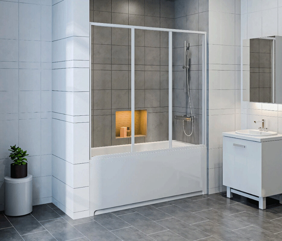 Изображение товара Шторка на ванну Bas 140 х 145 см раздвижная двустворчатая прозрачное стекло