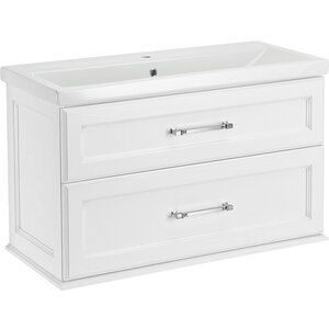 Изображение товара Подвесная тумба под раковину ASB-Woodline Венеция 11956 100 см белый патина серебро