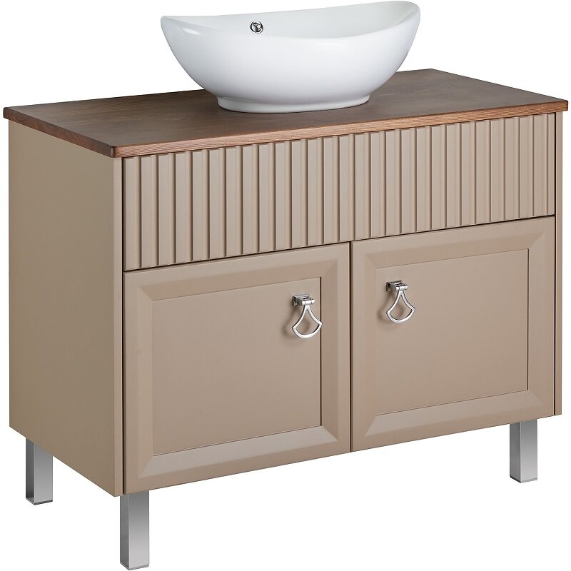 Изображение товара Тумба под раковину ASB-Woodline Риола, 100 см, напольная, цвет капучино, 12410 капучино