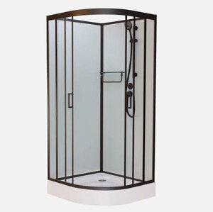 Изображение товара Душевая кабина Frank F410 М Black без крыши, 110 x 110 см, низкий поддон, стекла матовые, профиль черный, 20047