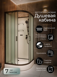Изображение товара Frank F420 M Black - 120x120 см, без крыши, низкий поддон, матовые стекла