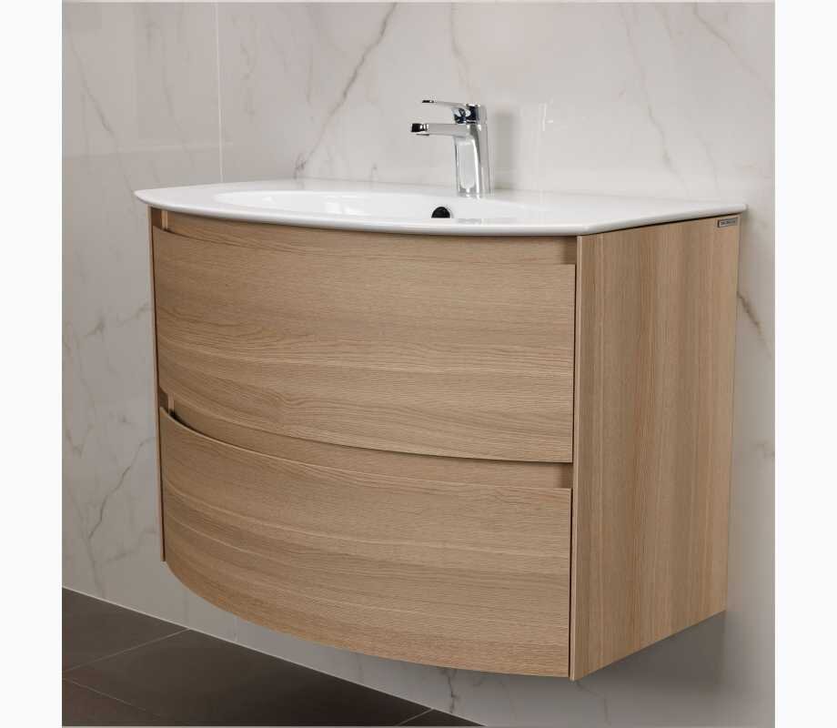 Изображение товара Тумба под раковину Berloni Bagno Way Round 60 см подвесная, rovere natura, WARBS2CED4C 1428