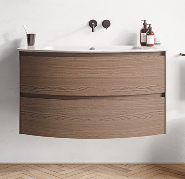 Изображение товара Подвесная тумба под раковину Berloni Bagno Way Round 60 см, МДФ, светлый дуб