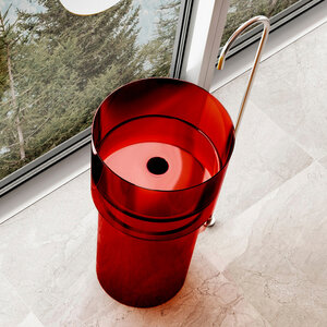 Изображение товара Раковина Abber Kristall AT2701Rubin, 45 х 45 см, напольная, прозрачная, красная