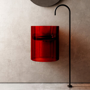 Изображение товара Раковина Abber Kristall AT2704Rubin 150х42 см круглая красная из полиэфирной смолы