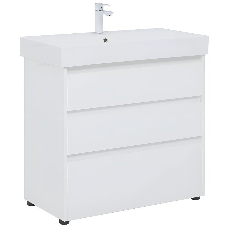 Изображение товара Тумба под раковину Aquanet Nova Lite 85 см белый глянец с выдвижными ящиками