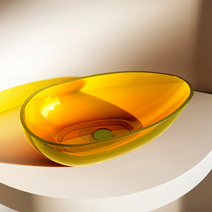 Изображение товара Раковина Abber Kristall AT2811Amber, 60 х 36 см, накладная, прозрачная желтая