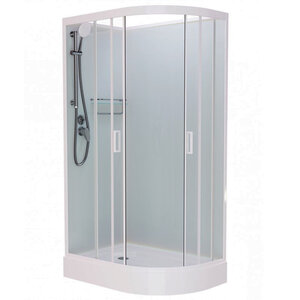 Изображение товара Душевая кабина Frank F418L/R M White без крыши, 100 x 80 см, низкий поддон, стекла матовые, профиль белый, 20013/20015