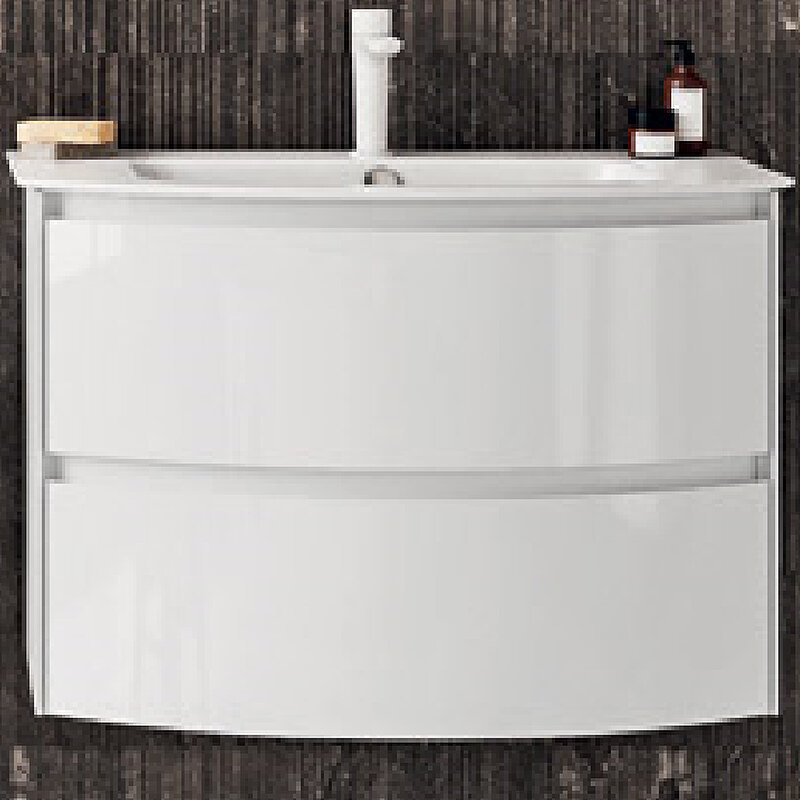 Изображение товара Тумба под раковину Berloni Bagno Way Round 100 см подвесная МДФ ceramica opaco