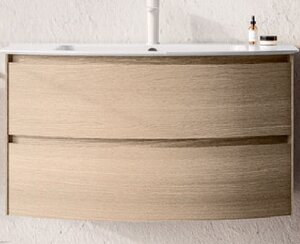 Изображение товара Тумба под раковину Berloni Bagno Way Round 100 см подвесная, rovere natura, WARBS2CKD4C 1428