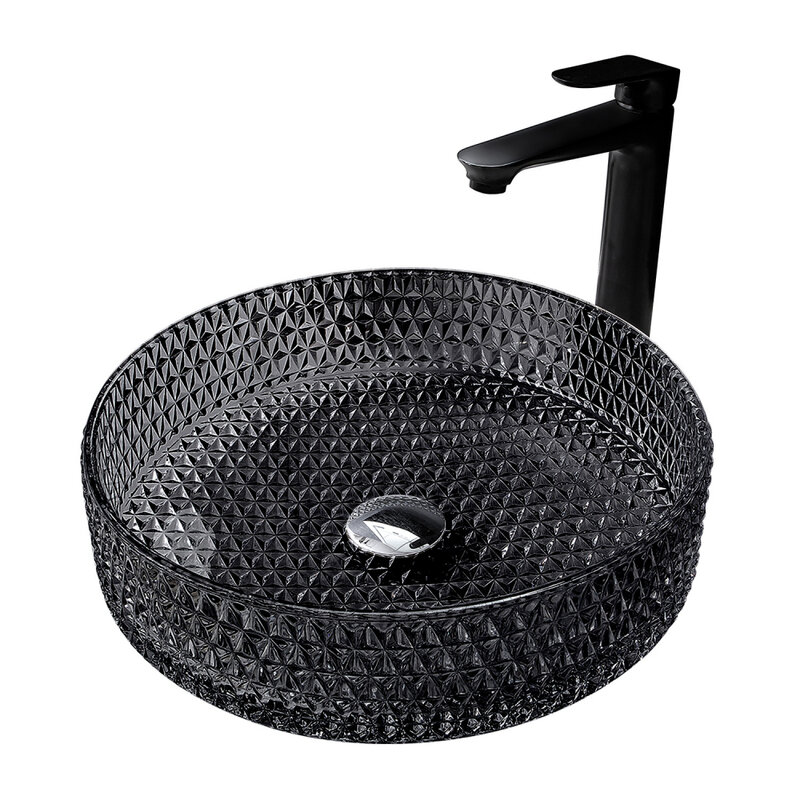 Изображение товара Раковина Abber Glas AK2301B накладная стеклянная 39,5 см черная/прозрачная