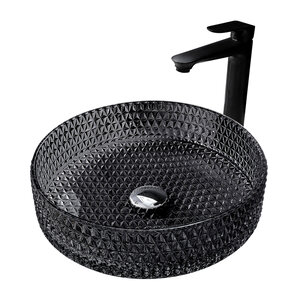 Изображение товара Раковина Abber Glas AK2301B, 40 х 40 см, накладная, стеклянная, прозрачная, черная