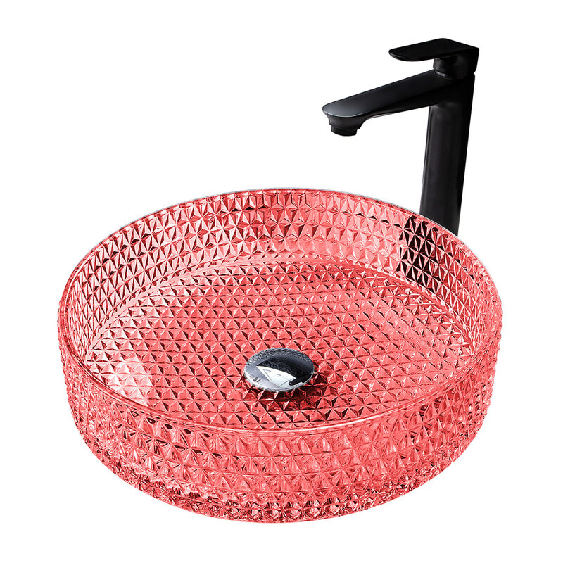 Изображение товара Раковина Abber Glas AK2301OR, 40 х 40 см, накладная, стеклянная, прозрачная красная