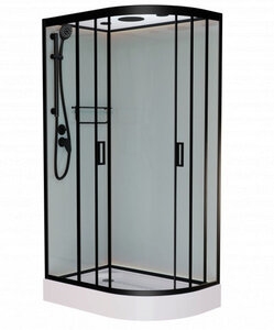 Изображение товара Душевая кабина Frank F412 L/R М Black, 120 х 80 см, низкий поддон, стекла матовые, профиль черный, 20058/20061